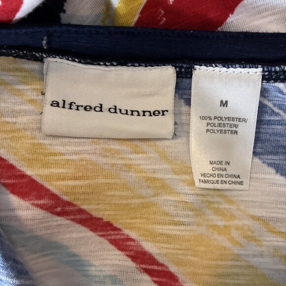 Alfred Dunner Top Womens M Multicolor Stripe Short Sleeve Casual Blouse - Picture 6 of 7